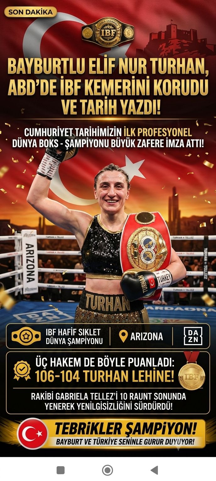TARİHİ ZAFER: BAYBURTLU ELİF NUR TURHAN AMERİKA’DA DESTAN YAZDI!